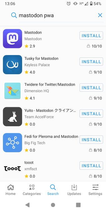 Search results for "Mastodon PWA'