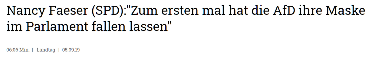 Nancy Faeser (SPD): "Zum ersten mal hat die AfD ihre Maske im Parlament fallen lassen”

Landtag 05.09.2019