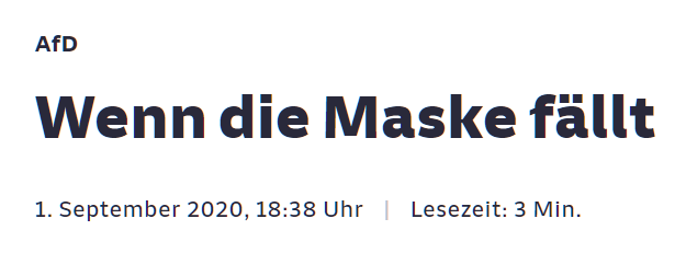 AfD
Wenn die Maske fällt
1. September 2020, 18:38 Uhr Lesezeit: 3 Min.