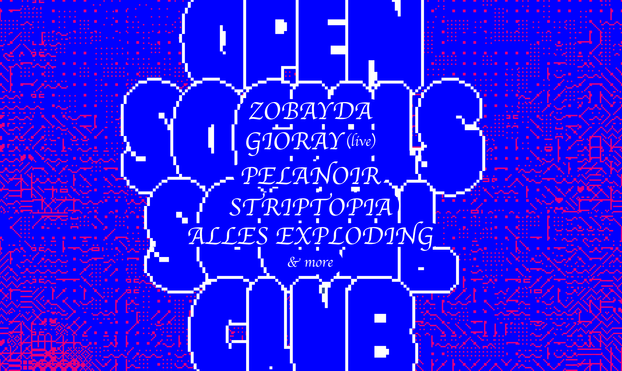 Open Socials Scial Club banner met line-up: Zobayda, Gioray, Pelanoir, Striptopia en Alles Exploding