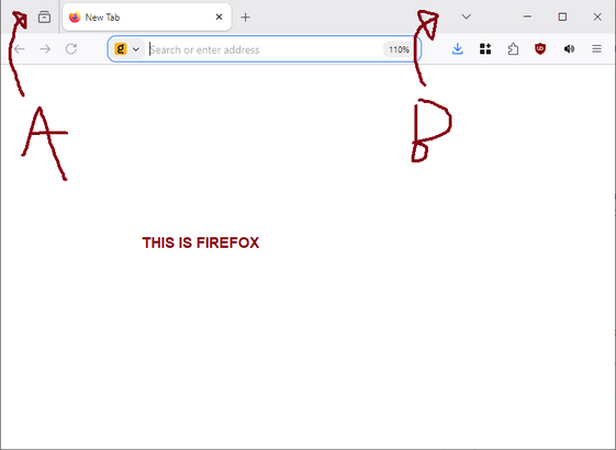Firefox diagram showing a weird shelf icon on the left and a "V" icon on the right.